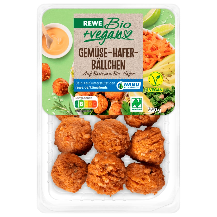 REWE Bio + vegan Gemüse-Hafer-Bällchen 220g
